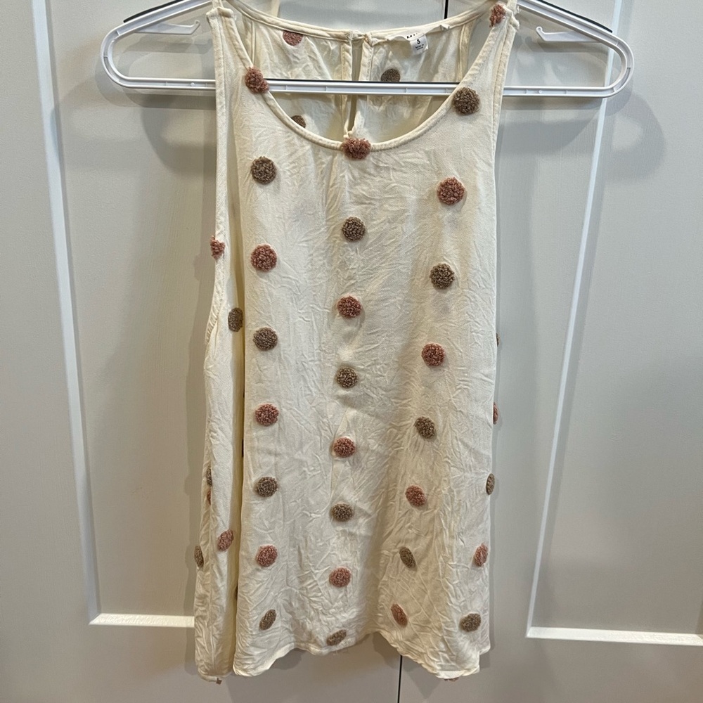Mine Cream and Brown Polka Dot Tank Top